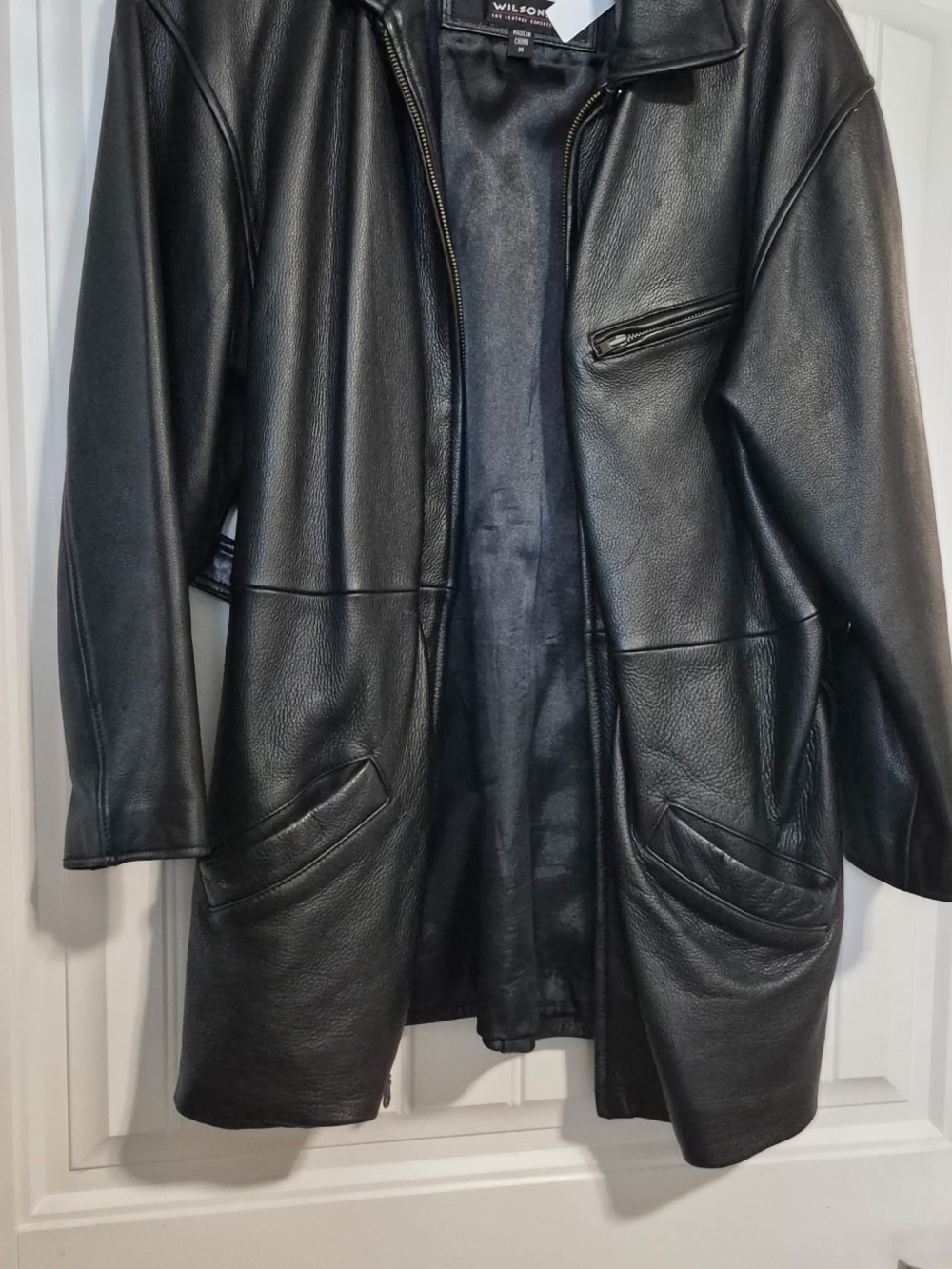 Wilson Black Leather Long Jacket - Women's Classic Coat